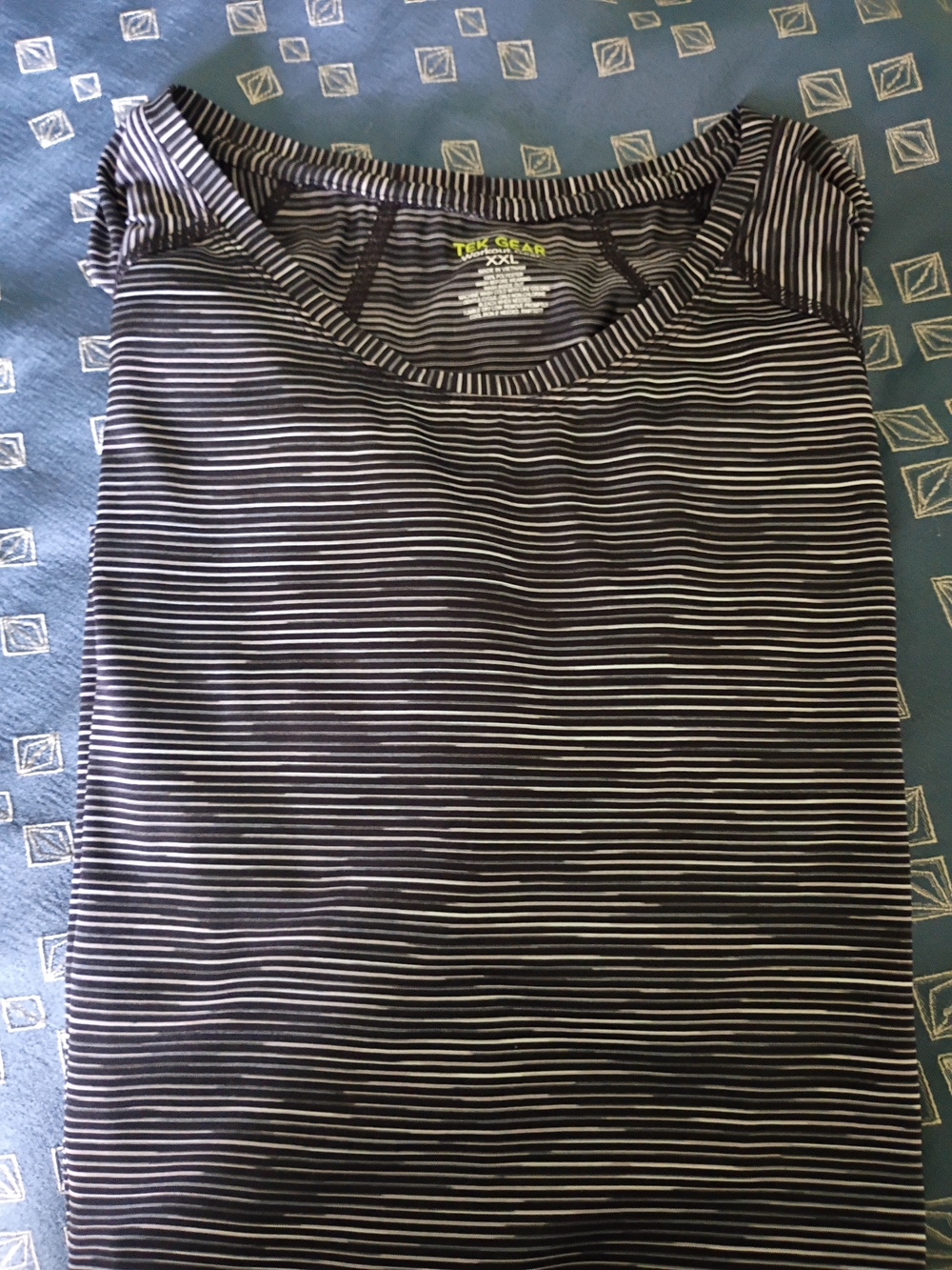 TEK GEAR Women’s Short Sleeve Striped Active Top - Black/White - Picture 7 of 7